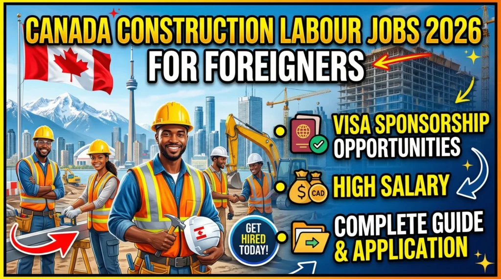 Construction Labour Jobs in Canada for Foreigners 2026 – Visa Sponsorship Opportunities, Salary & Application Guide