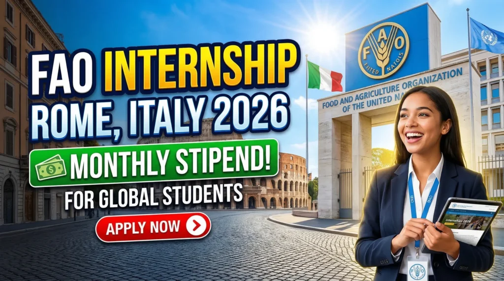 FAO Internship Programme 2026 in Rome Italy – Monthly Stipend Opportunity for Global Students