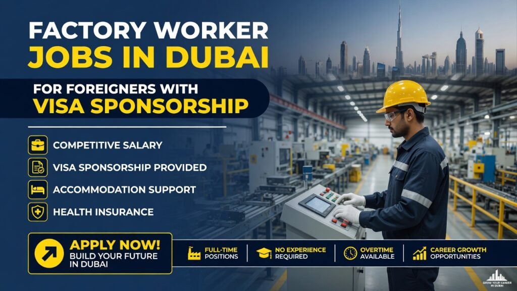 Factory Worker Jobs in Dubai for Foreigners with Visa Sponsorship