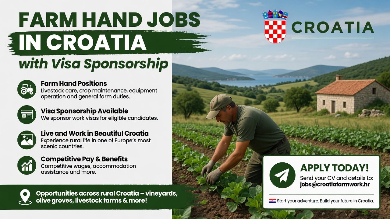 Farm Hand Jobs in Croatia with Visa Sponsorship
